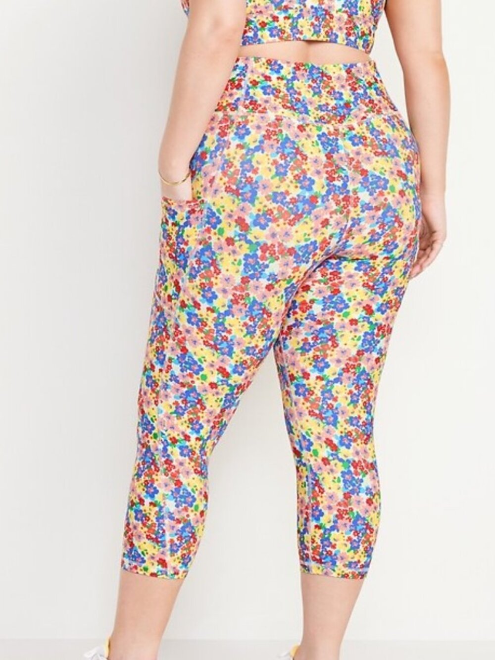 Floral Crop Pocket Leggings L